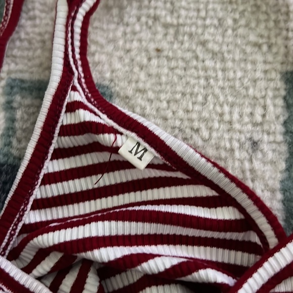 White and red striped halter top size medium - Picture 2 of 5